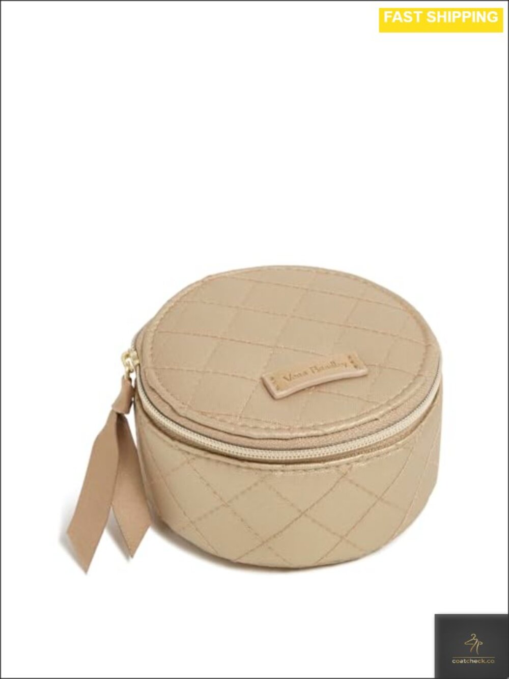 Round Keepsake Jewelry Organizer Case Suede Interior Travel Zip